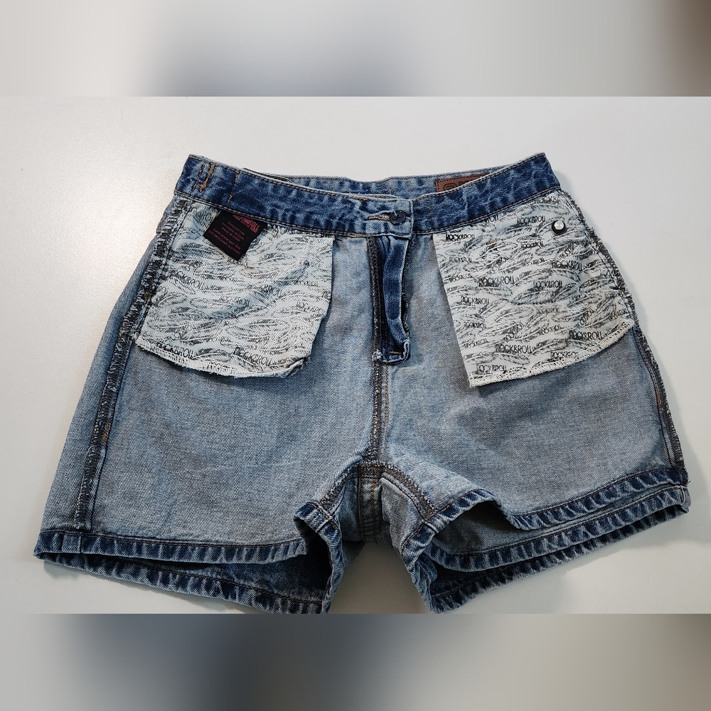 ROCK&ROLL high Rise Classic Blue Denim Women's Shorts. Sz: 26 - Picture 6 of 9